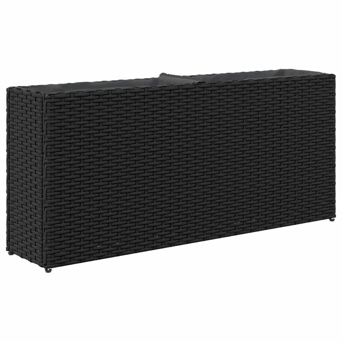 Jardinieră de grădină cu 2 ghivece, negru 90x20x40 cm poliratan - WALTI WALTI