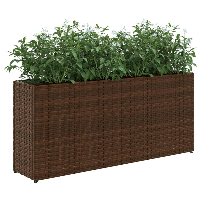 Jardinieră de grădină cu 2 ghivece, maro, 90x20x40 cm poliratan - WALTI WALTI