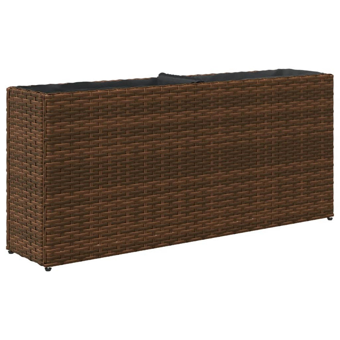 Jardinieră de grădină cu 2 ghivece, maro, 90x20x40 cm poliratan - WALTI WALTI