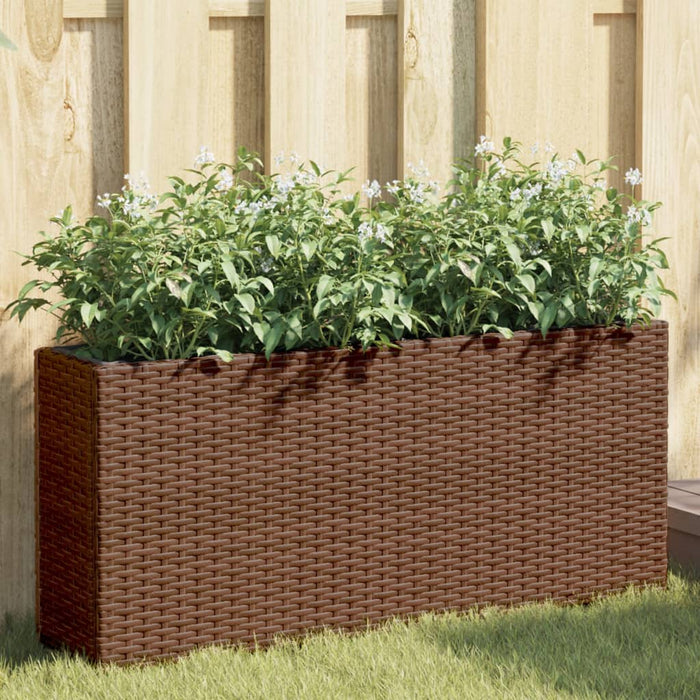 Jardinieră de grădină cu 2 ghivece, maro, 90x20x40 cm poliratan - WALTI WALTI