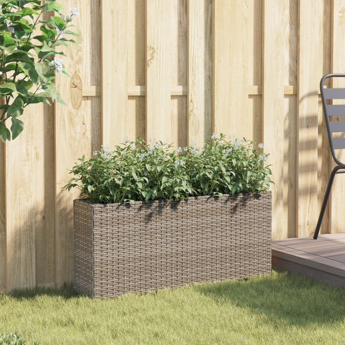 Jardinieră de grădină cu 2 ghivece, gri, 90x20x40 cm poliratan - WALTI WALTI