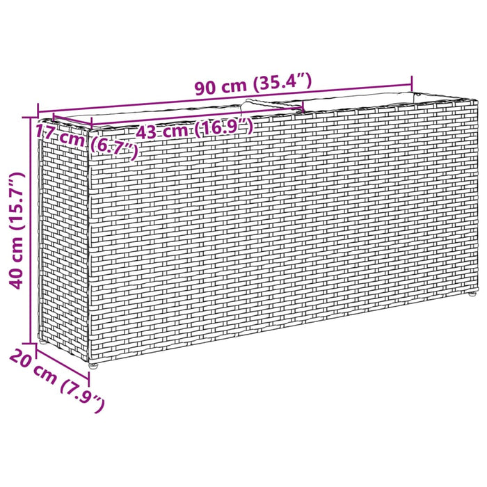 Jardinieră de grădină cu 2 ghivece, gri, 90x20x40 cm poliratan - WALTI WALTI