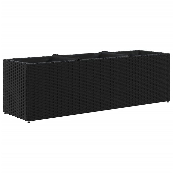 Jardinieră grădină cu 3 ghivece, negru, 105x30x32 cm poliratan - WALTI WALTI