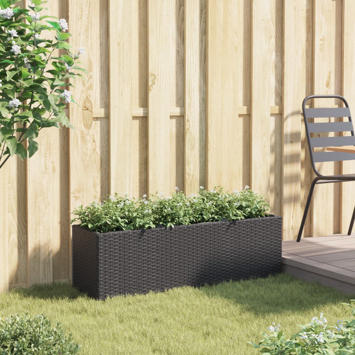 Jardinieră grădină cu 3 ghivece, negru, 105x30x32 cm poliratan - WALTI WALTI