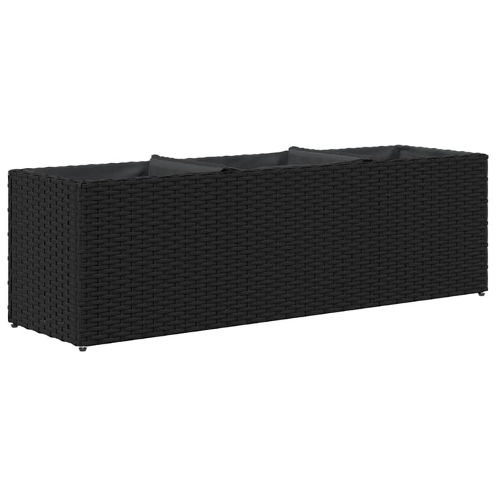 Jardinieră grădină cu 3 ghivece, negru, 105x30x32 cm poliratan - WALTI WALTI