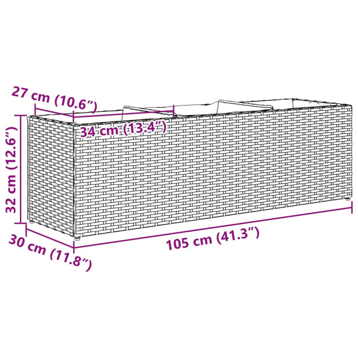 Jardinieră grădină cu 3 ghivece, negru, 105x30x32 cm poliratan - WALTI WALTI