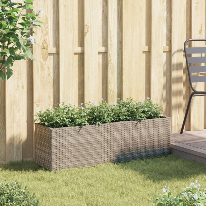 Jardinieră de grădină cu 3 ghivece gri 105x30x32 cm poliratan - WALTI WALTI