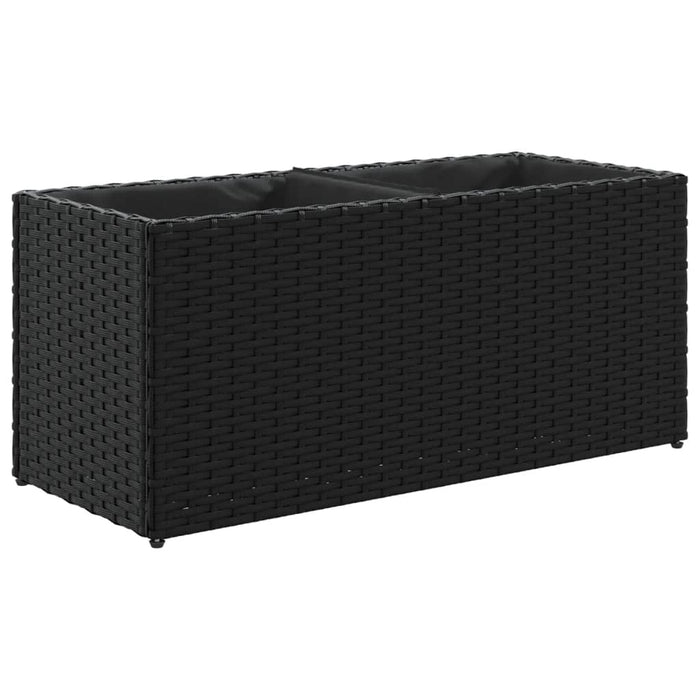 Jardinieră grădină cu 2 ghivece, negru, 72x30x32 cm poliratan - WALTI WALTI