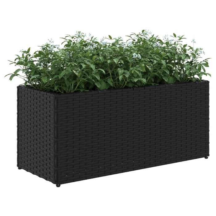 Jardinieră grădină cu 2 ghivece, negru, 72x30x32 cm poliratan - WALTI WALTI