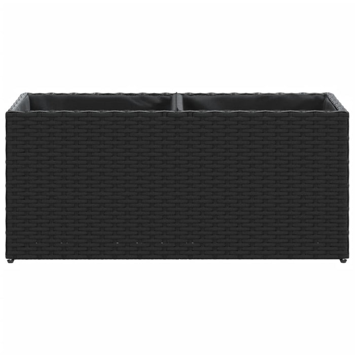 Jardinieră grădină cu 2 ghivece, negru, 72x30x32 cm poliratan - WALTI WALTI