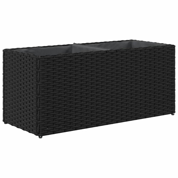 Jardinieră grădină cu 2 ghivece, negru, 72x30x32 cm poliratan - WALTI WALTI
