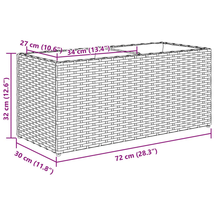 Jardinieră grădină cu 2 ghivece, negru, 72x30x32 cm poliratan - WALTI WALTI