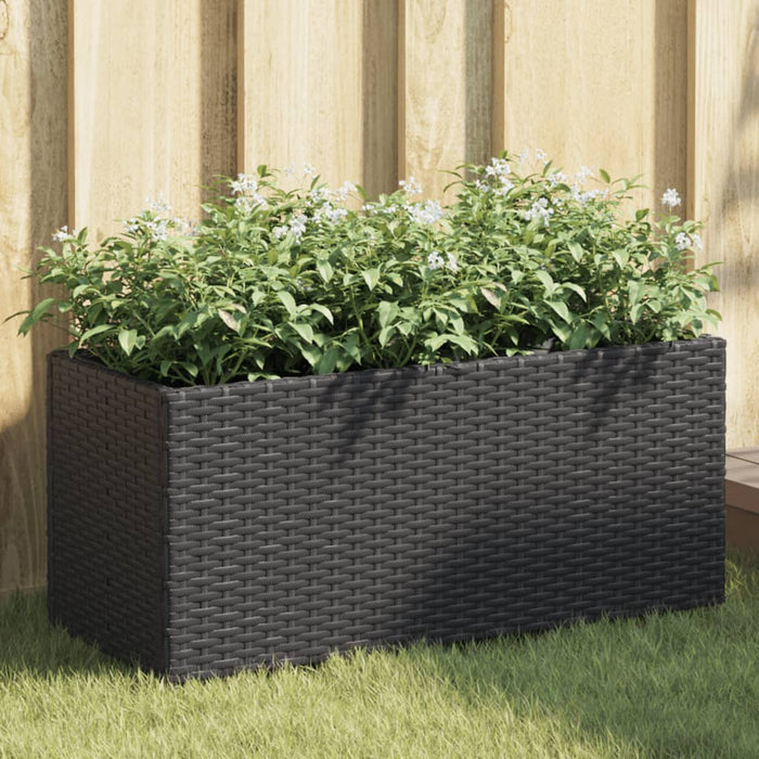 Jardinieră grădină cu 2 ghivece, negru, 72x30x32 cm poliratan - WALTI WALTI