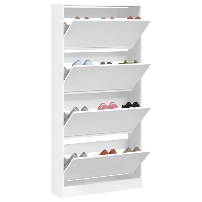 Dulap de pantofi cu 4 sertare rabatabile, alb, 80x21x163,5 cm - WALTI WALTI