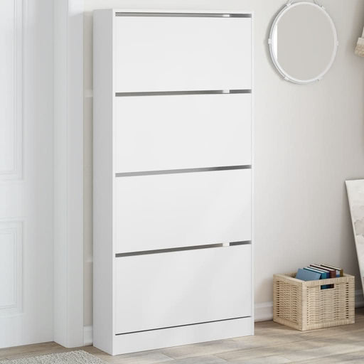 Dulap de pantofi cu 4 sertare rabatabile, alb, 80x21x163,5 cm - WALTI WALTI