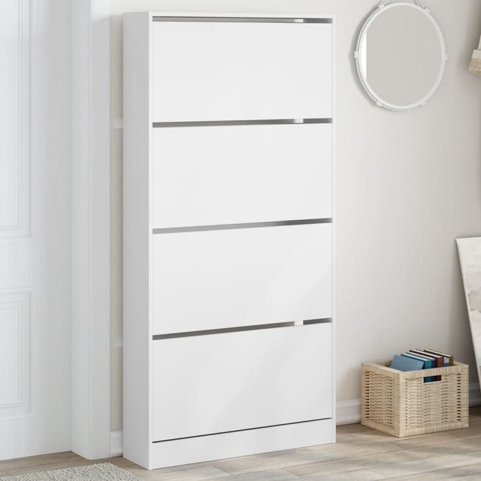 Dulap de pantofi cu 4 sertare rabatabile, alb, 80x21x163,5 cm - WALTI WALTI