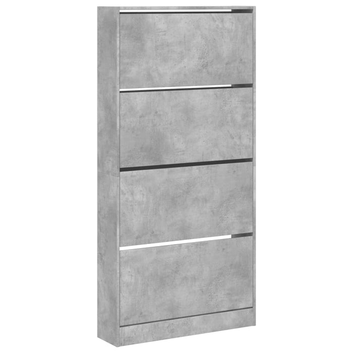 Dulap de pantofi 4 sertare rabatabile, gri beton, 80x21x163,5cm - WALTI WALTI