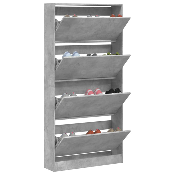 Dulap de pantofi 4 sertare rabatabile, gri beton, 80x21x163,5cm - WALTI WALTI