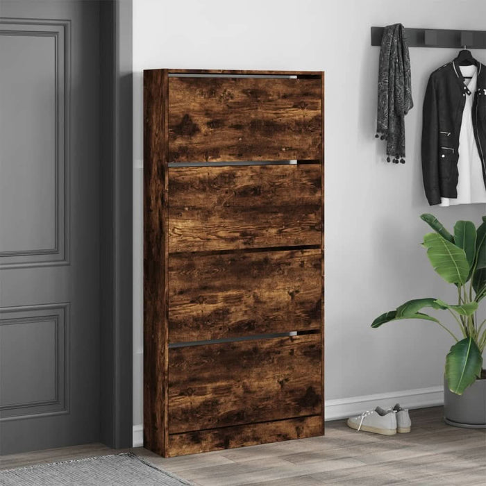 Pantofar cu 4 sertare rabatabile, stejar fumuriu, 80x21x163,5cm - WALTI WALTI
