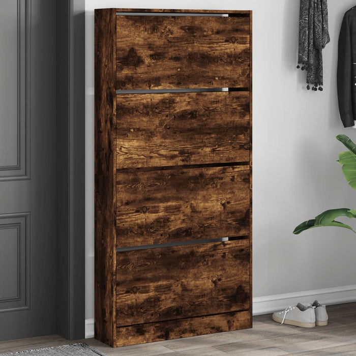 Pantofar cu 4 sertare rabatabile, stejar fumuriu, 80x21x163,5cm - WALTI WALTI