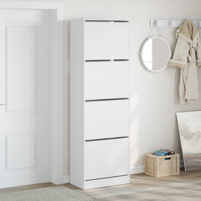 Dulap de pantofi cu 4 sertare rabatabile, alb, 60x34x187,5 cm - WALTI WALTI