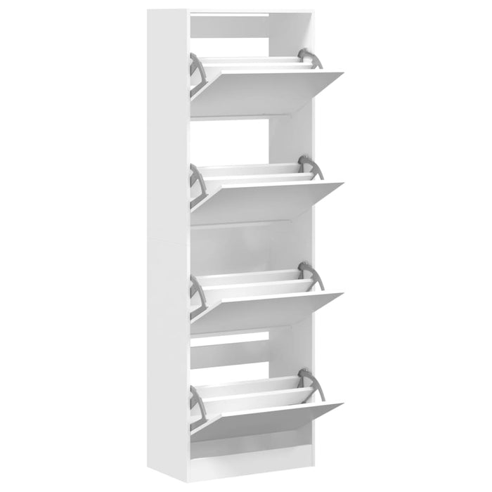 Dulap de pantofi cu 4 sertare rabatabile, alb, 60x34x187,5 cm - WALTI WALTI
