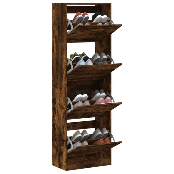 Pantofar cu 4 sertare rabatabile, stejar fumuriu, 60x34x187,5cm - WALTI WALTI