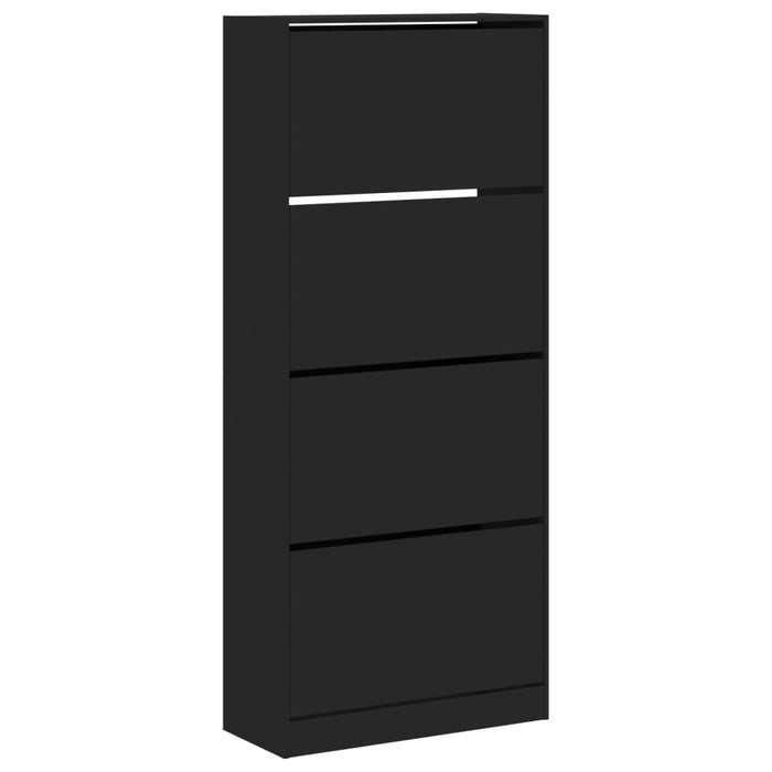 Dulap de pantofi cu 4 sertare rabatabile, negru, 80x34x187,5 cm WALTI