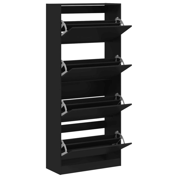 Dulap de pantofi cu 4 sertare rabatabile, negru, 80x34x187,5 cm WALTI