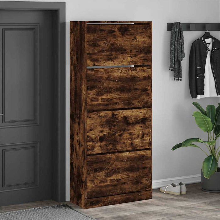 Pantofar cu 4 sertare rabatabile, stejar fumuriu, 80x34x187,5cm WALTI