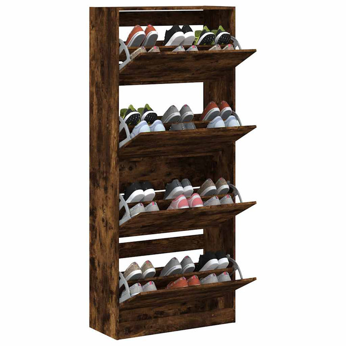Pantofar cu 4 sertare rabatabile, stejar fumuriu, 80x34x187,5cm WALTI