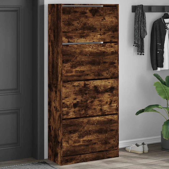 Pantofar cu 4 sertare rabatabile, stejar fumuriu, 80x34x187,5cm WALTI