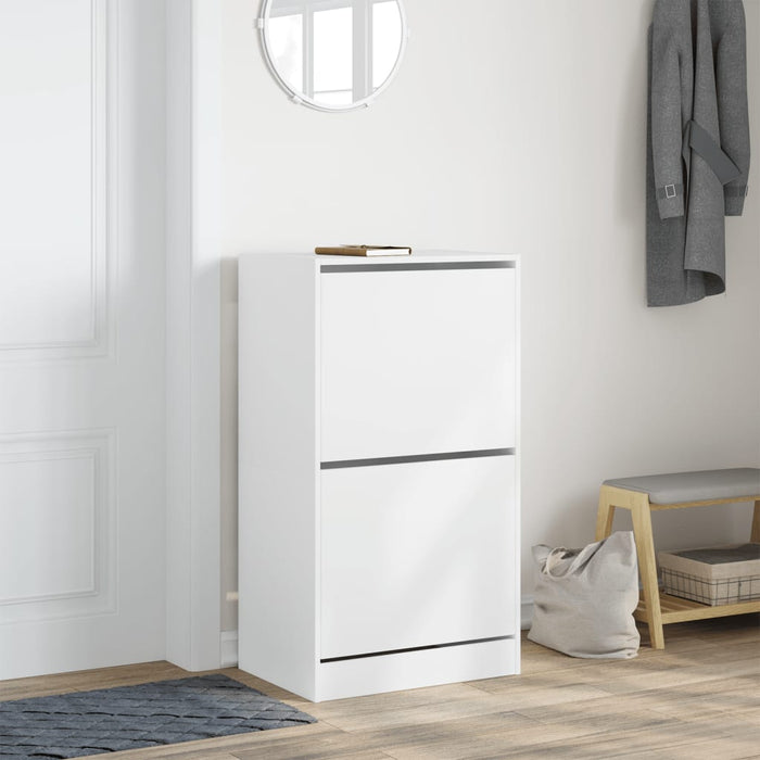 Dulap de pantofi cu 2 sertare rabatabile, alb, 60x42x108 cm - WALTI WALTI