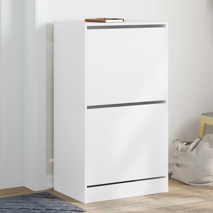 Dulap de pantofi cu 2 sertare rabatabile, alb, 60x42x108 cm - WALTI WALTI