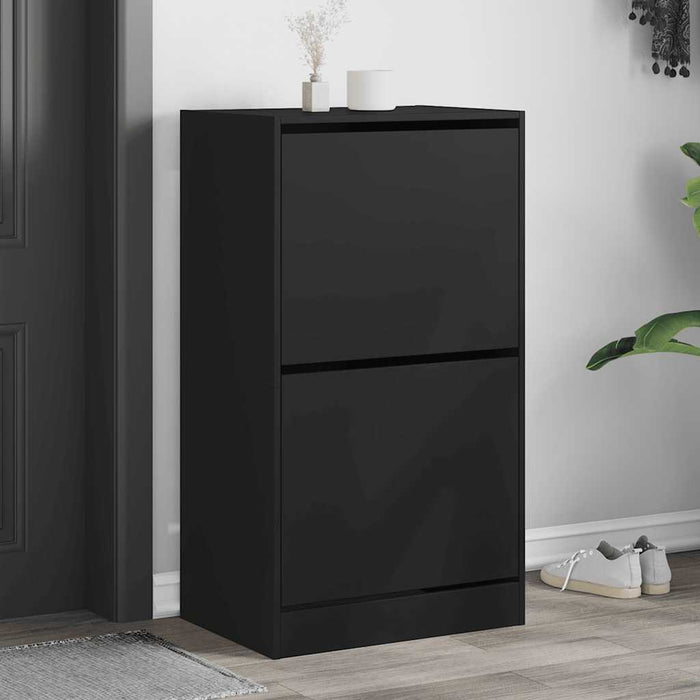 Dulap de pantofi cu 2 sertare rabatabile, negru, 60x42x108 cm - WALTI WALTI
