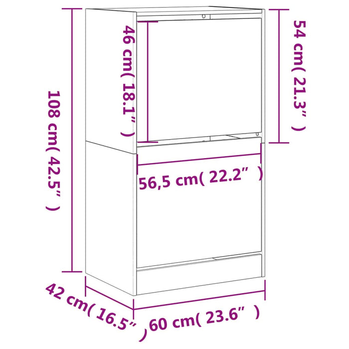 Pantofar cu 2 sertare rabatabile, stejar sonoma, 60x42x108 cm - WALTI WALTI