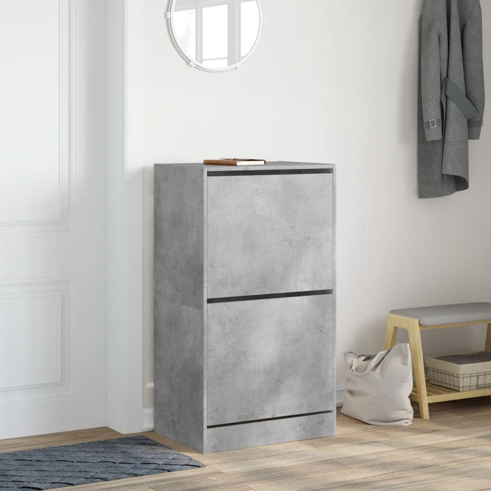Dulap de pantofi 2 sertare rabatabile, gri beton, 60x42x108 cm - WALTI WALTI