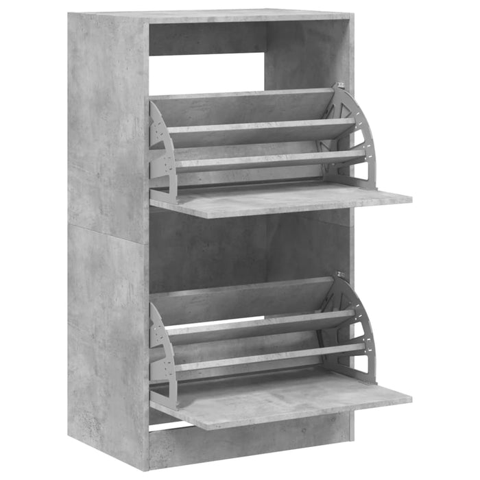 Dulap de pantofi 2 sertare rabatabile, gri beton, 60x42x108 cm - WALTI WALTI