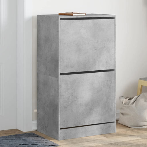 Dulap de pantofi 2 sertare rabatabile, gri beton, 60x42x108 cm - WALTI WALTI