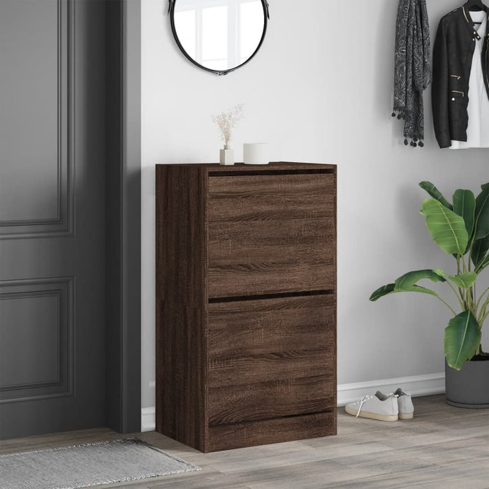Dulap de pantofi 2 sertare rabatabile, stejar maro, 60x42x108cm - WALTI WALTI