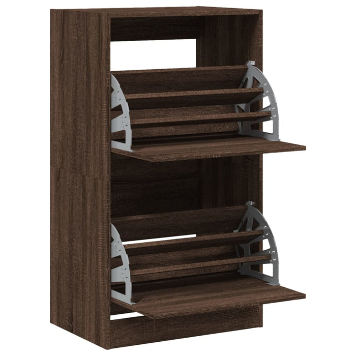 Dulap de pantofi 2 sertare rabatabile, stejar maro, 60x42x108cm - WALTI WALTI