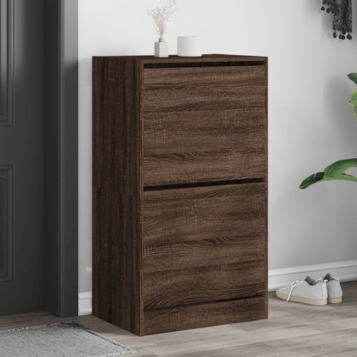 Dulap de pantofi 2 sertare rabatabile, stejar maro, 60x42x108cm - WALTI WALTI