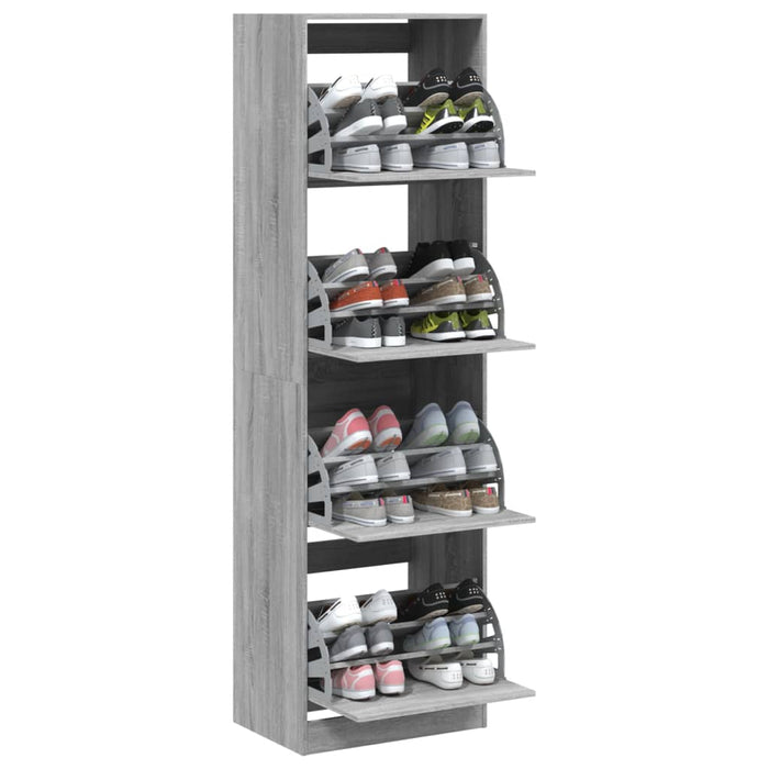 Pantofar cu 4 sertare rabatabile, gri sonoma, 60x42x204 cm WALTI