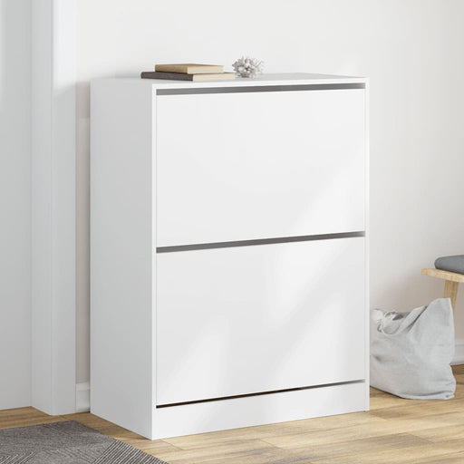 Dulap de pantofi cu 2 sertare rabatabile, alb, 80x42x108 cm - WALTI WALTI