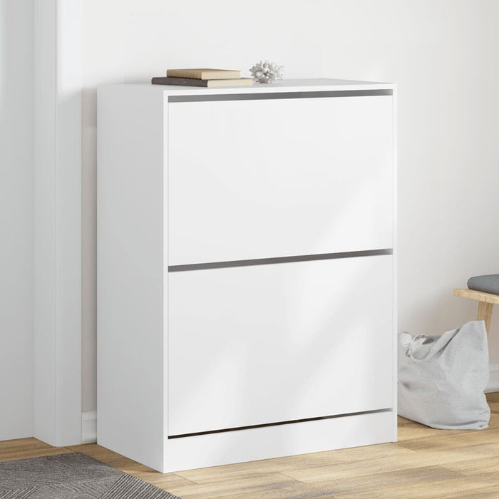 Dulap de pantofi cu 2 sertare rabatabile, alb, 80x42x108 cm - WALTI WALTI