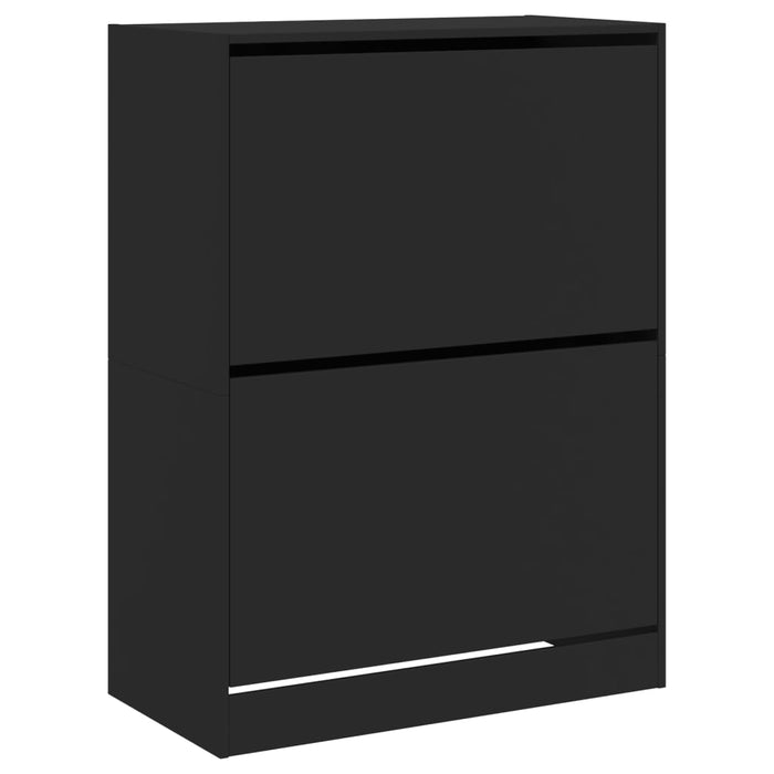 Dulap de pantofi cu 2 sertare rabatabile, negru, 80x42x108 cm WALTI