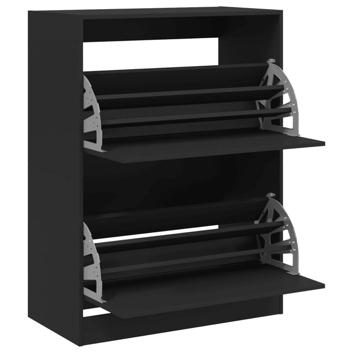 Dulap de pantofi cu 2 sertare rabatabile, negru, 80x42x108 cm WALTI