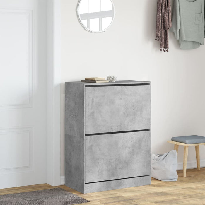 Dulap de pantofi 2 sertare rabatabile, gri beton, 80x42x108 cm - WALTI WALTI