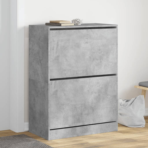 Dulap de pantofi 2 sertare rabatabile, gri beton, 80x42x108 cm - WALTI WALTI