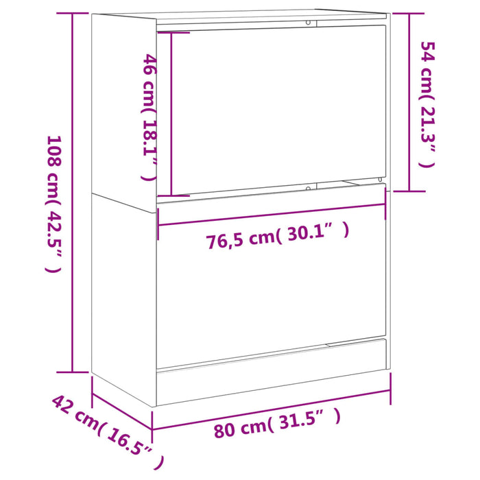 Pantofar cu 2 sertare rabatabile, stejar fumuriu, 80x42x108 cm - WALTI WALTI